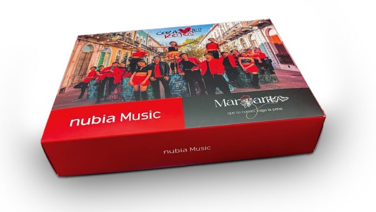 Caja del smartphone nubia Music edición Margarita, con diseño exclusivo de la serie argentina