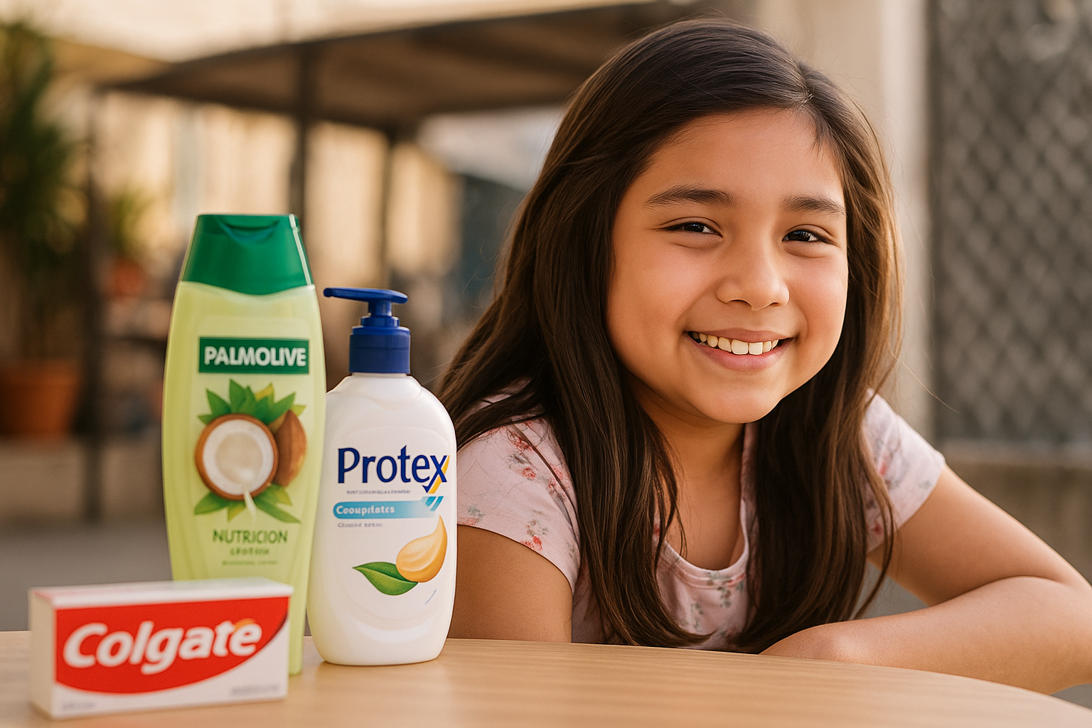 Niña sonriente en un entorno luminoso, símbolo de la campaña solidaria Regalando Sonrisas