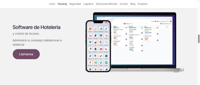 Interfaz del software de administración hotelera creado por Alberta, mostrando control remoto de alojamientos y gestión de accesos en complejos habitacionales de Vaca Muerta