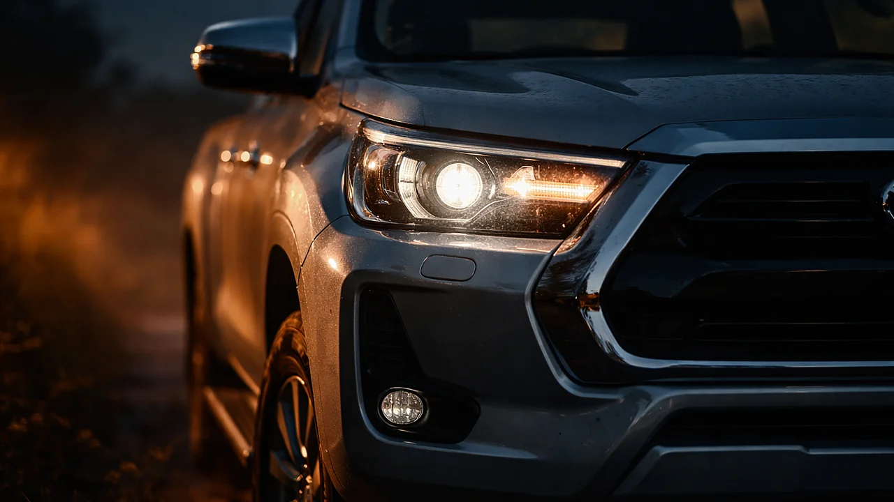 Primer plano de un vehículo circulando en ruta al atardecer, representativo del ranking de los autos más vendidos en Argentina durante 2025