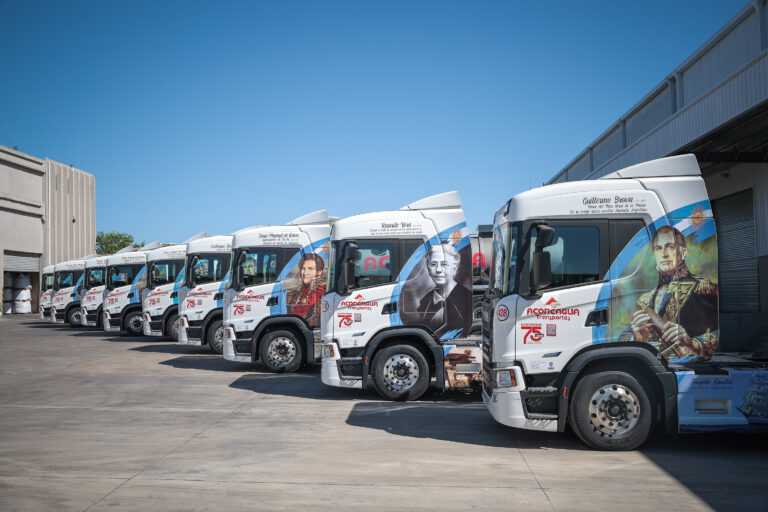 Flota de camiones Scania Super incorporados por Aconcagua Transportes como parte de su plan de crecimiento y modernización