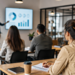 Profesionales participando de una capacitación laboral y desarrollo de habilidades en un entorno corporativo moderno