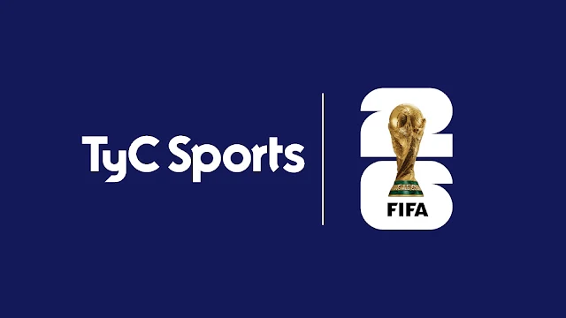 Logo de TyC Sports junto a la identidad visual de FIFA 2026, en una imagen vinculada a contenidos deportivos, televisión y expansión regional de medios