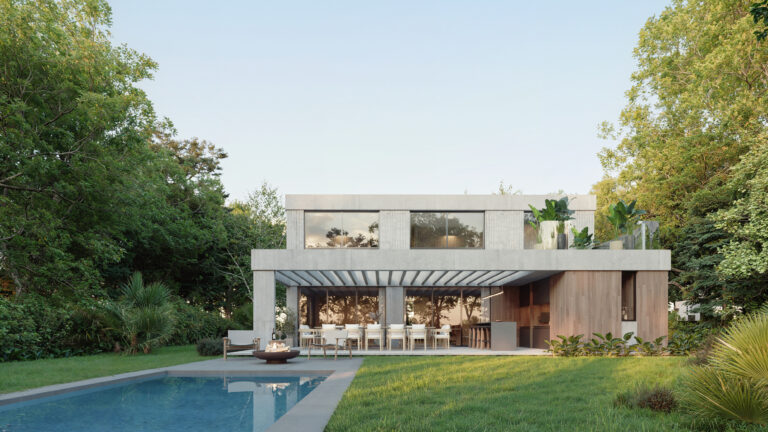 Casa moderna con piscina en barrio privado rodeado de naturaleza en Ezeiza, modelo de vivienda en Aluen
