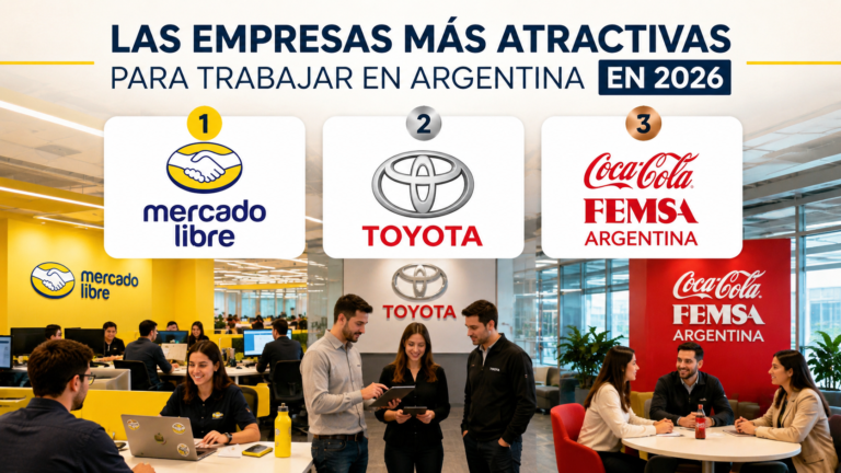 Profesionales colaboran en oficinas modernas que representan a las compañías más valoradas por los argentinos para desarrollar su carrera laboral en 2026