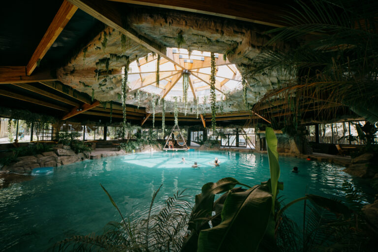 Vista interior de un xenote cubierto con aguas turquesas, vegetación colgante y luz natural, uno de los atractivos turísticos de un destino de la Costa Atlántica