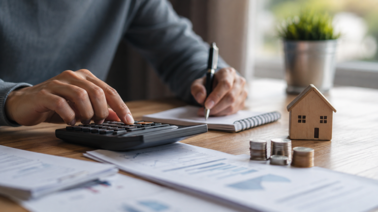 Persona calculando el costo de un crédito y evaluando sus finanzas personales