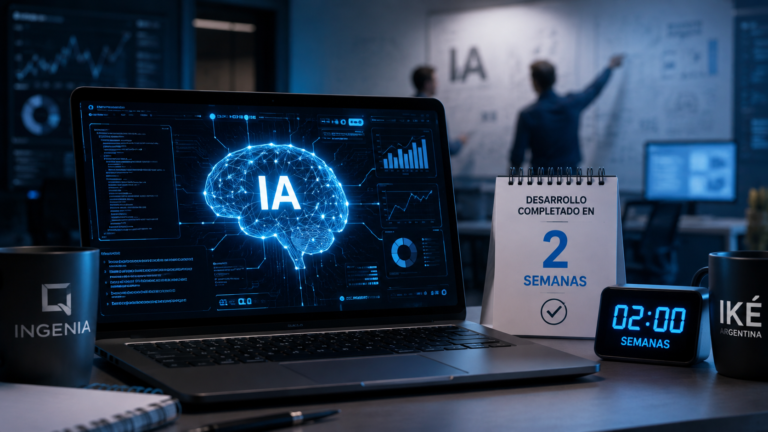 Computadora con inteligencia artificial y tecnología digital en una oficina moderna