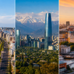 Vistas panorámicas de Montevideo, Santiago de Chile y Buenos Aires para comparar salarios y costo de vida