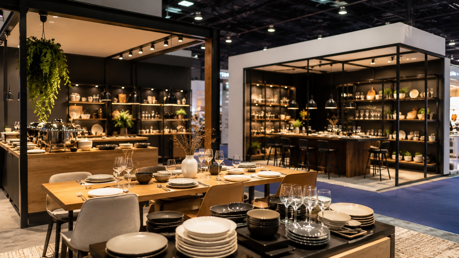 Stand de exposición gastronómica y de diseño en una feria profesional del sector hotelero