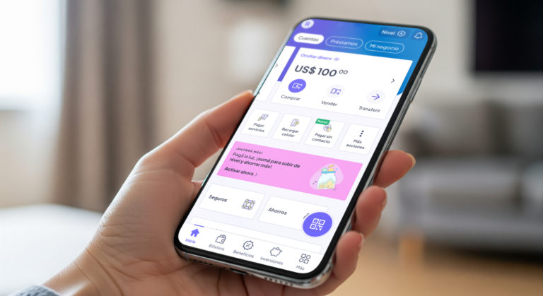 Persona utilizando la app de Personal Pay desde su celular para operar dólar MEP e inversiones