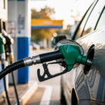Auto cargando combustible en una estación de servicio de Argentina ante la postergación de la suba de impuestos a la nafta y el gasoil