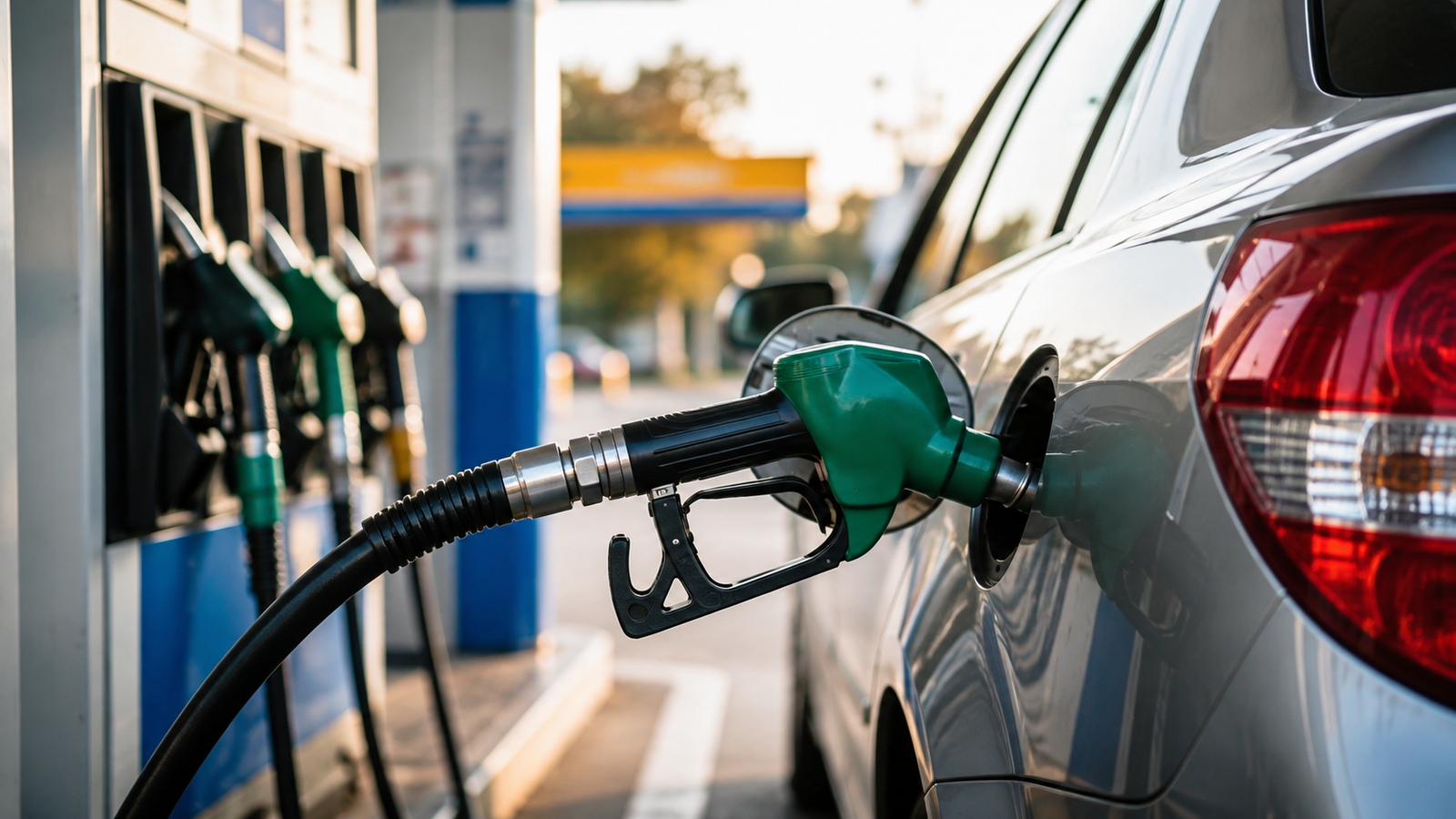 Auto cargando combustible en una estación de servicio de Argentina ante la postergación de la suba de impuestos a la nafta y el gasoil