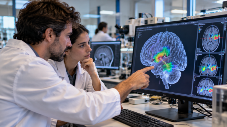 Investigadores analizan una representación tridimensional del cerebro mediante un software de inteligencia médica desarrollado en Argentina para mejorar la planificación de cirugías de epilepsia